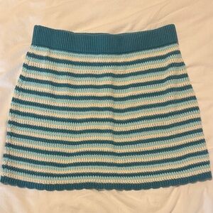 Wild Fable Teal and White Striped Mini Skirt